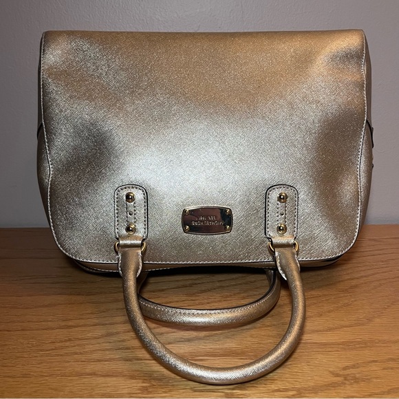 Michael Kors Gold Leather Cindy Dome Satchel - Picture 8 of 13